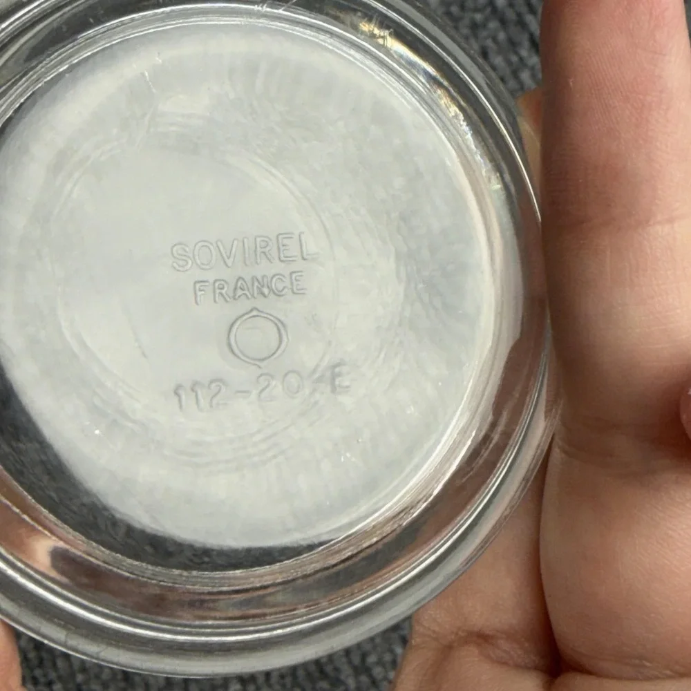 Vintage Sovirel Glass Jam Jars Set Of 2 Clear Round With Lids France Kitchen